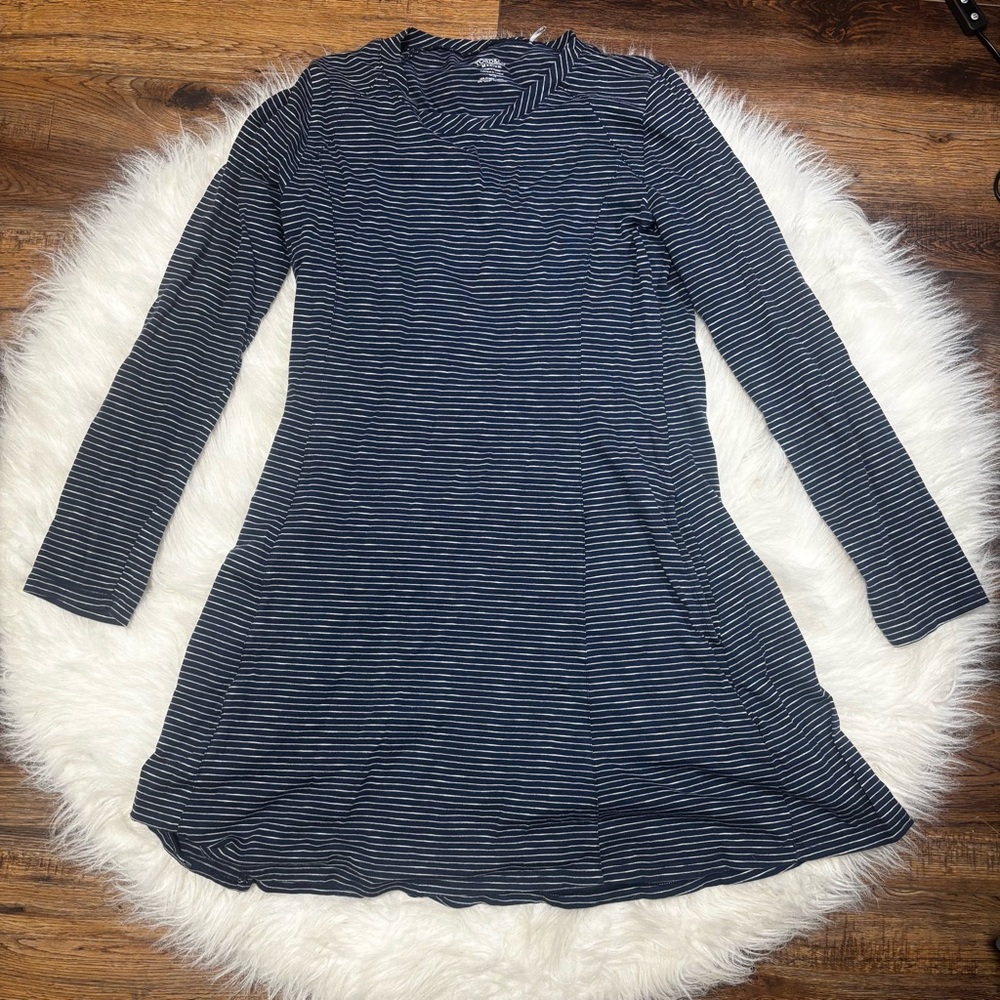 Toad & Co. Organic Cotton Striped Long Sleeve Tee-Shirt Dress size Medium